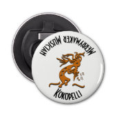 Kokopelli Merrymaker Musician die dansen Button Flesopener (Voorkant)