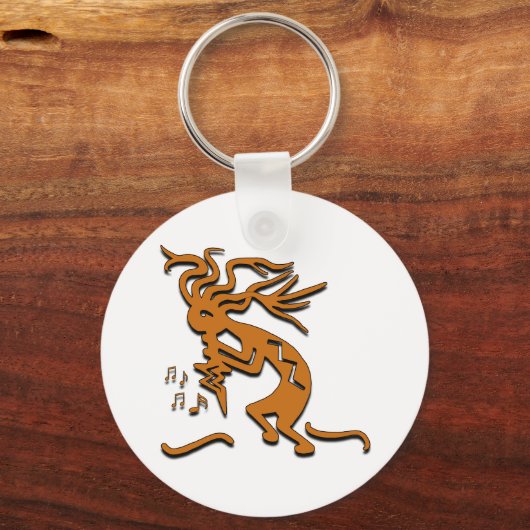 Kokopelli Merrymaker Musician Musical Notes Sleutelhanger (Voorkant)
