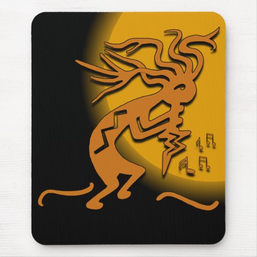 Kokopelli Merrymaker Musician under Moonlight Muismat (Voorkant)