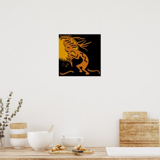 Kokopelli Merrymaker Musician with Moon Poster (Keuken)