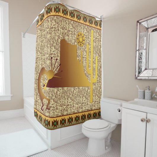 Kokopelli Mesa & Cactus Set #1 Douchegordijn (In situ)