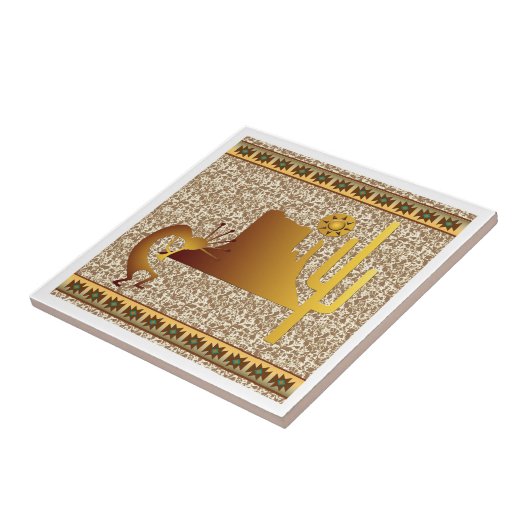 Kokopelli Mesa & Cactus Set #1 Tegeltje (Zijkant)