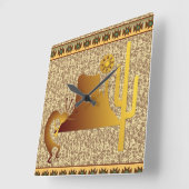 Kokopelli Mesa & Cactus Set #1 Vierkante Klok (Hoek)