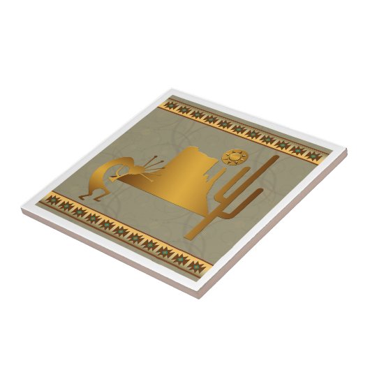 Kokopelli Mesa & Cactus Set #2 Tegeltje (Zijkant)