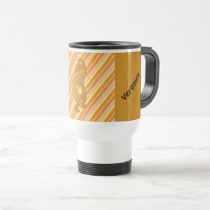 Kokopelli met Flute Gold Oranje Stripes Southwest Reisbeker