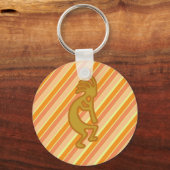 Kokopelli met Flute Gold Oranje Stripes Southwest Sleutelhanger (Voorkant)
