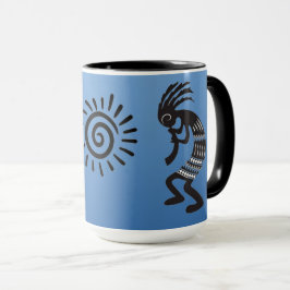Kokopelli met het inheemse Amerikaanse zonnesymboo Mok