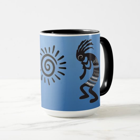 Kokopelli met het inheemse Amerikaanse zonnesymboo Mok (Voorkant rechts)