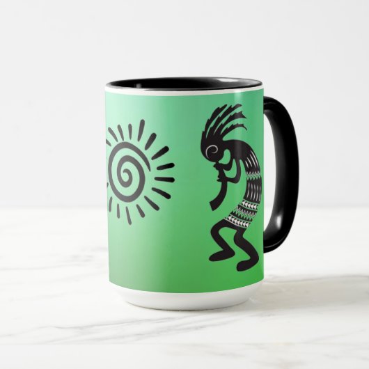 Kokopelli met het inheemse Amerikaanse zonnesymboo Mok (Voorkant rechts)