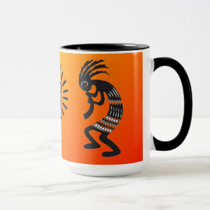 Kokopelli met het inheemse Amerikaanse zonnesymboo Mok