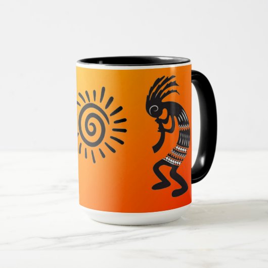 Kokopelli met het inheemse Amerikaanse zonnesymboo Mok (Voorkant rechts)