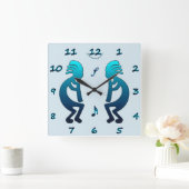 Kokopelli met Musical Notes Square Wall Clock Vierkante Klok (Huis)