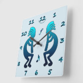 Kokopelli met Musical Notes Square Wall Clock Vierkante Klok (Hoek)