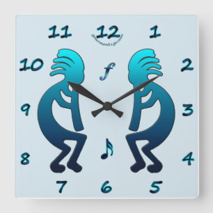 Kokopelli met Musical Notes Square Wall Clock Vierkante Klok