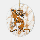 Kokopelli met muzieknotities keramisch ornament (Links)