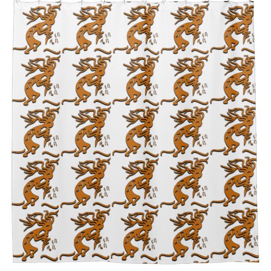 Kokopelli met muzieknotities rechts douchegordijn (Voorkant)