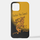 Kokopelli met muzieknotitiewerk iPhone hoesje (Achterkant)