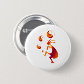 Kokopelli met Red Yin Yang Ronde Button 5,7 Cm (Voorkant /achterkant)