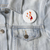 Kokopelli met Red Yin Yang Ronde Button 5,7 Cm (In situ)