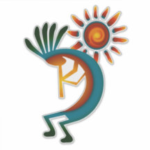 Kokopelli met Sun 14-inch vinylSticker