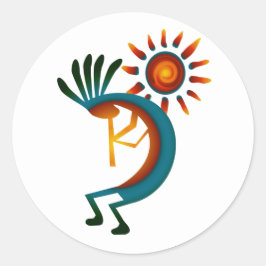 Kokopelli met Sun 3-inch Classic Round Sticker