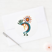 Kokopelli met Sun 3-inch Classic Round Sticker (Envelop)