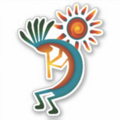 Kokopelli met Sun 4-inch vinylSticker Sticker (Voorkant)