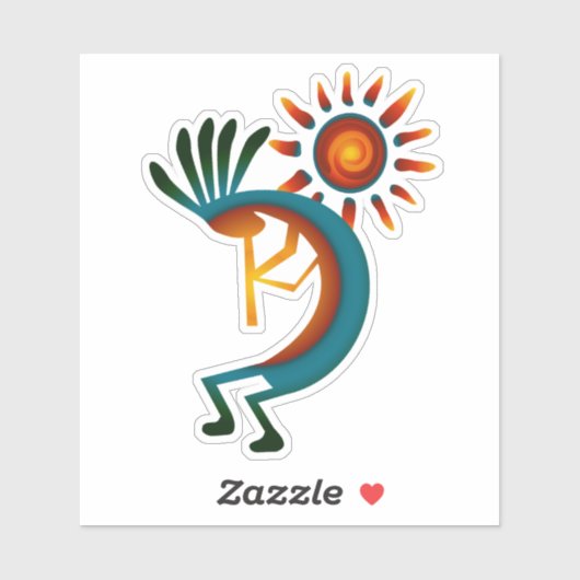 Kokopelli met Sun 4-inch vinylSticker Sticker (Vel)