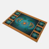 Kokopelli met Sun Blauwgroen Design 3 Deurmat (Schuin)