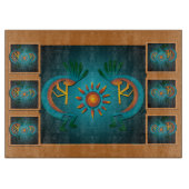 Kokopelli met Sun Blauwgroen Design 3 Snijplank (Voorkant)