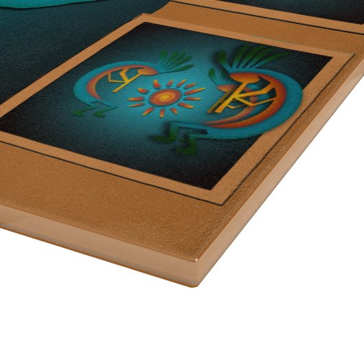 Kokopelli met Sun Blauwgroen Design 3 Snijplank (Hoek)