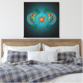Kokopelli met Sun Blauwgroen Design Wrapped Canvas Afdruk (Insitu (Slaapkamer))