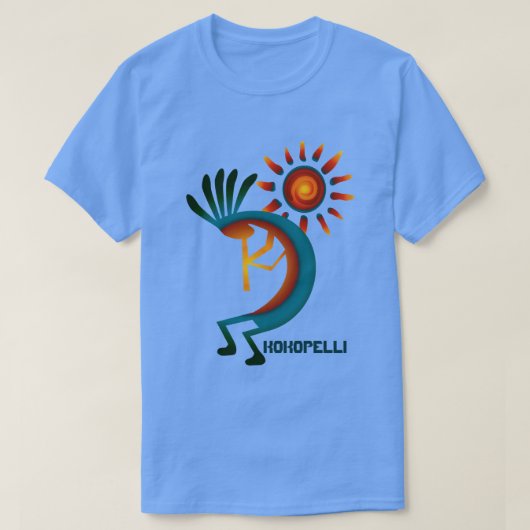 Kokopelli met Sun Blue T-shirt (Design voorkant)
