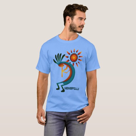 Kokopelli met Sun Blue T-shirt (Voorkant volledig)
