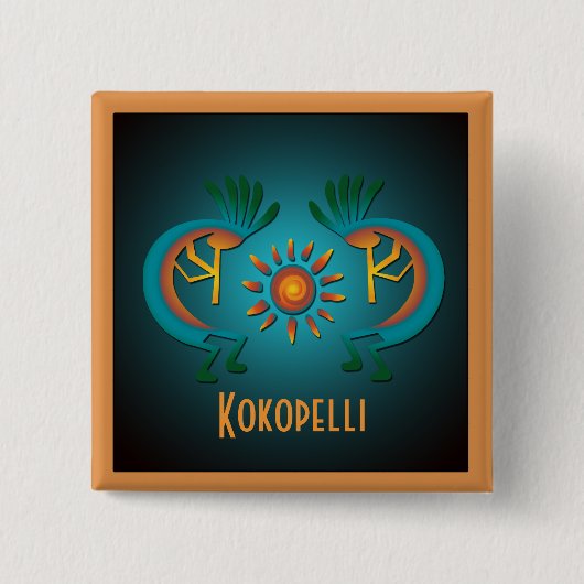 Kokopelli met Sun Custom Button (Voorkant)