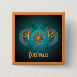 Kokopelli met Sun Custom Button