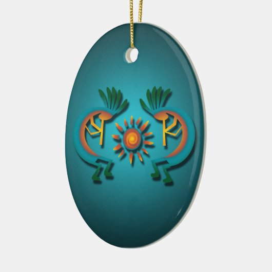 Kokopelli met Sun Custom Kerstversier Keramisch Ornament (Links)