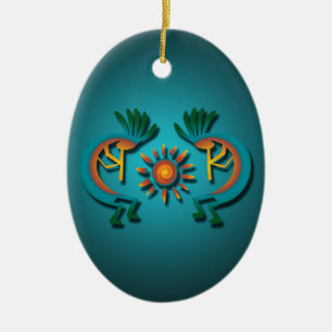 Kokopelli met Sun Custom Kerstversier Keramisch Ornament