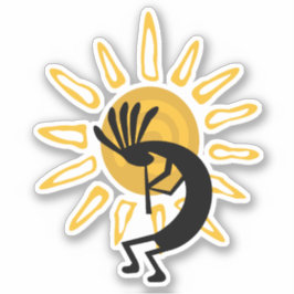 Kokopelli met Sun Gold Vinyl Sticker