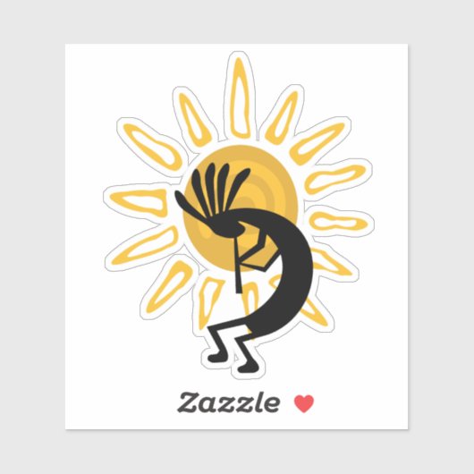 Kokopelli met Sun Gold Vinyl Sticker (Vel)