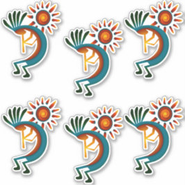 Kokopelli met Sun Group of 6 Vinyl Sticker
