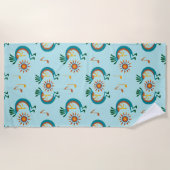 Kokopelli met Sun Pattern Mint Green Beach Towel Strandlaken (Voorkant)