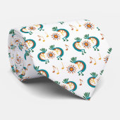 Kokopelli met Sun Pattern White Stropdas (Opgerold)