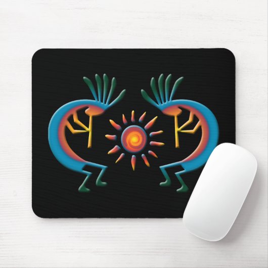 Kokopelli met Sun Southwest Black Mousepad Muismat (Met muis)