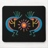 Kokopelli met Sun Southwest Black Mousepad Muismat (Voorkant)