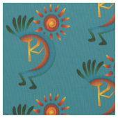 Kokopelli met Sun Turquoise Stof (Close Up)