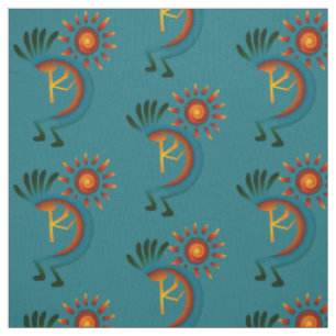 Kokopelli met Sun Turquoise Stof