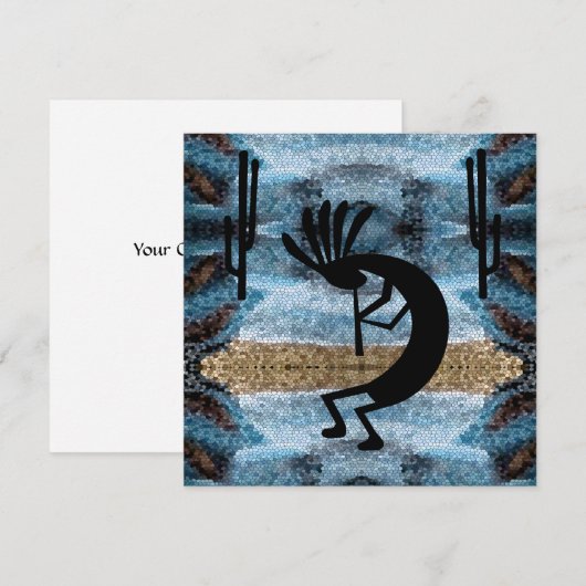 Kokopelli Mobasewoestijn Blue Landscape Card (Voorkant / Achterkant)