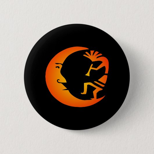 Kokopelli Moon-Black Ronde Button 5,7 Cm (Voorkant)