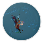 Kokopelli Music Blauwgroen Keramische Knop (Voorkant)